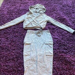 Fashion Nova Gray Midi Pencil Skirt Cargo Style